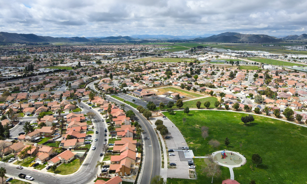 An aerial of a neighborhood