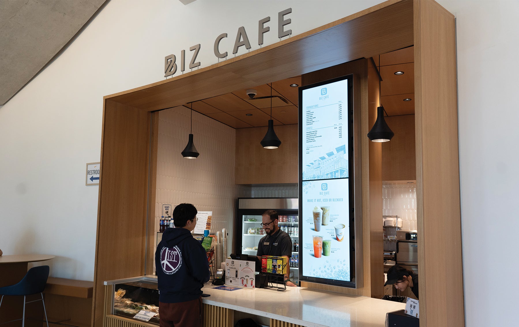 Student orders drink at Biz Cafe