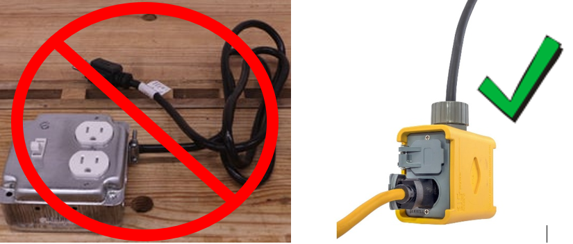 one example of disallowed metal box and one photo of allowed plastic box