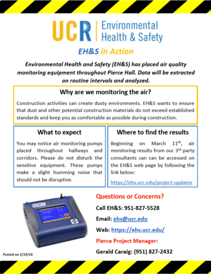 Pierce Hall Renovation Air Monitoring Notice