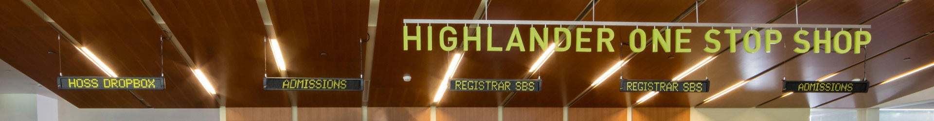 Customer service counters at the Highlander One-Stop Shop