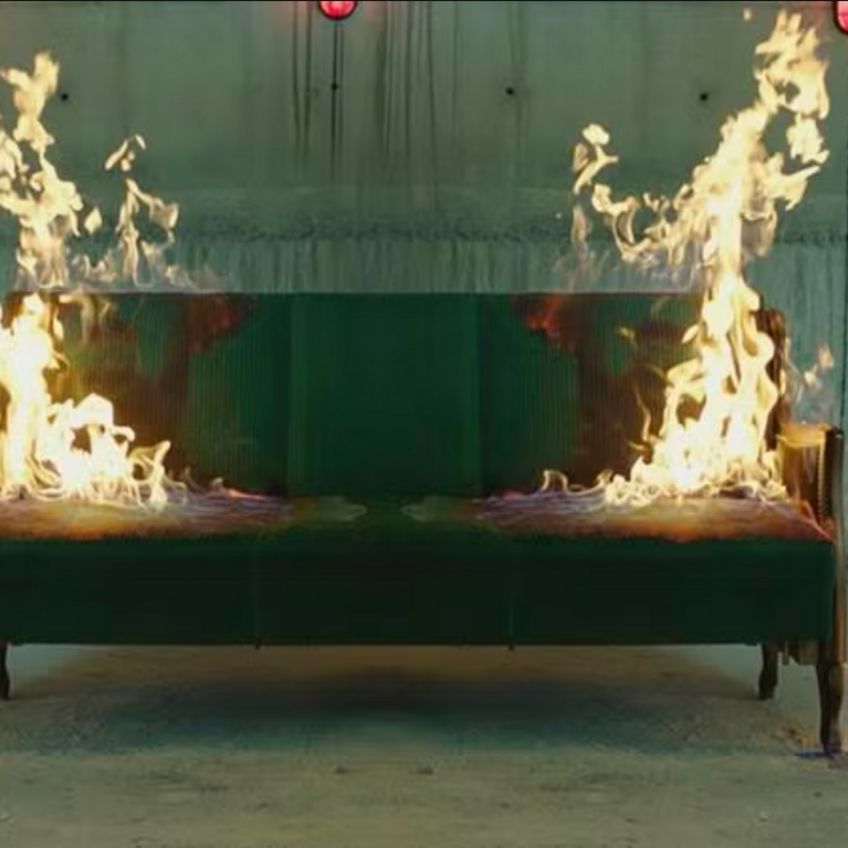 Couch on fire