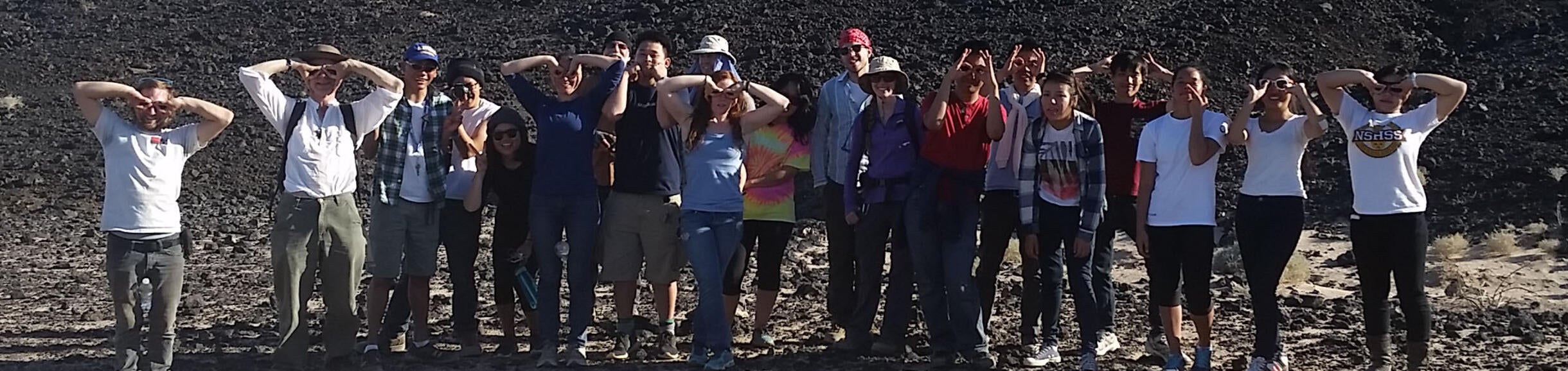 Student group photo at mountain.