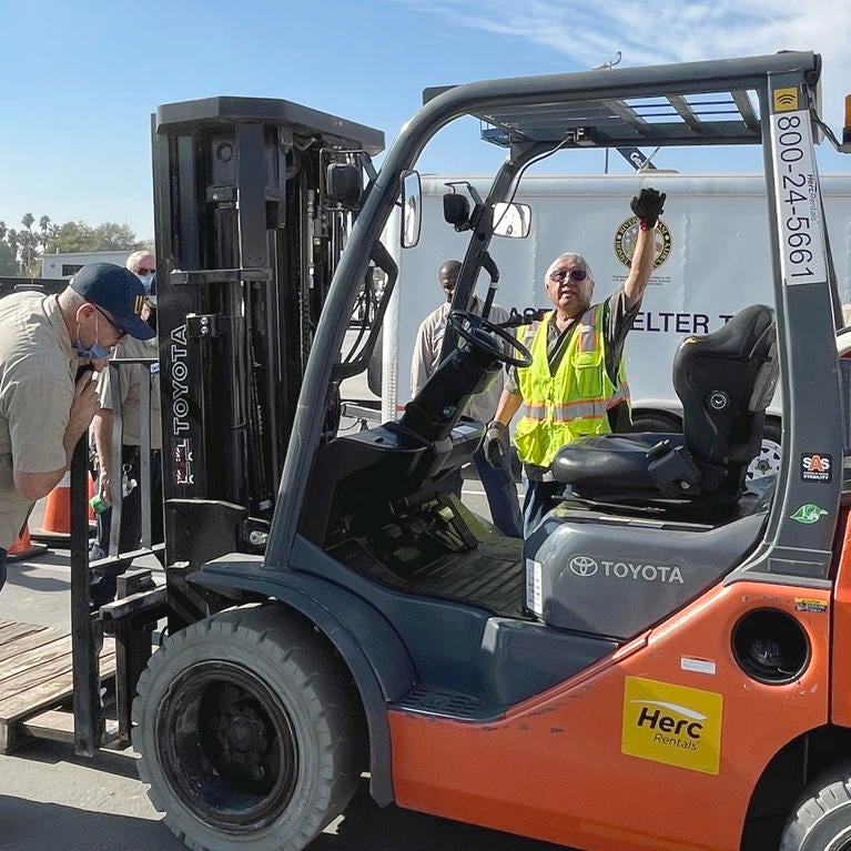 Closeup of forklift