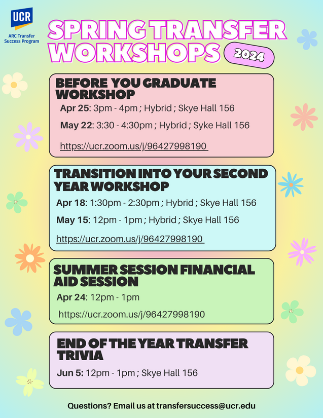 spring transfer workshops flyer