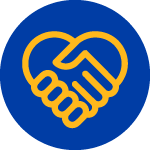 Icon of two holding hands in the shape of a heart