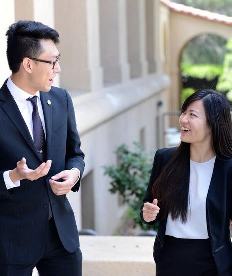 Business, two students talking
