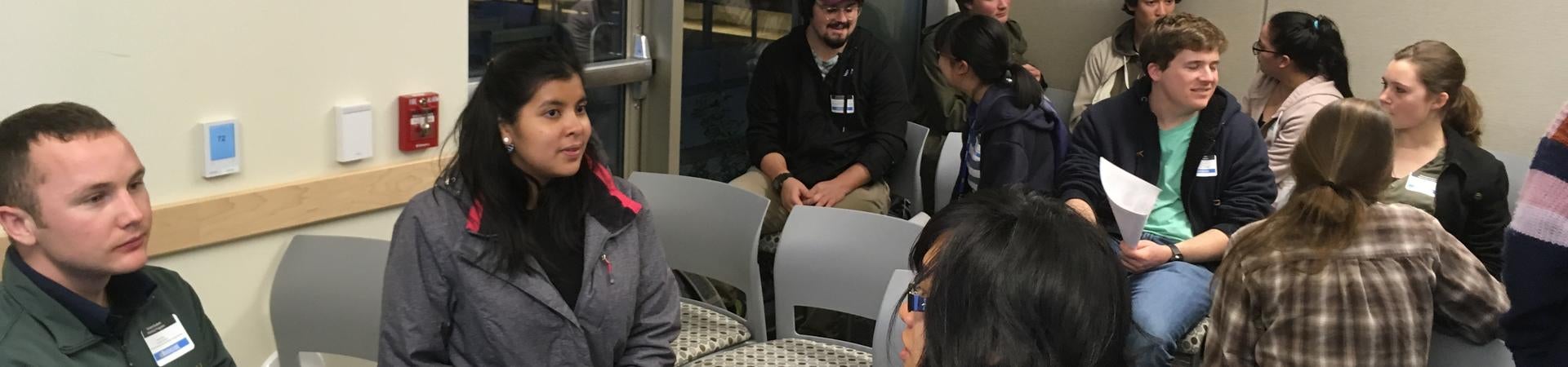 Student at networking mixer