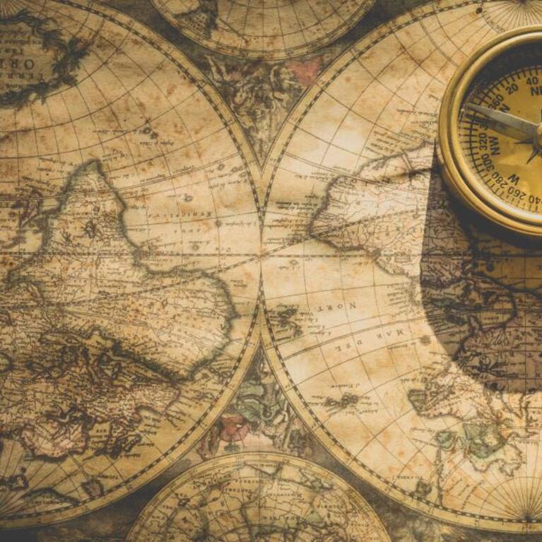 A classical map and compass