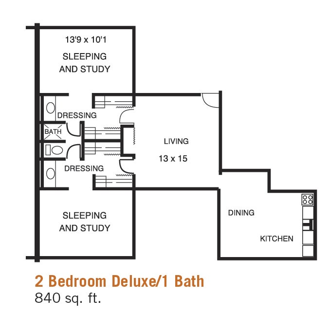 Bannockburn Village 2 Bed/1Bath Floor Plan