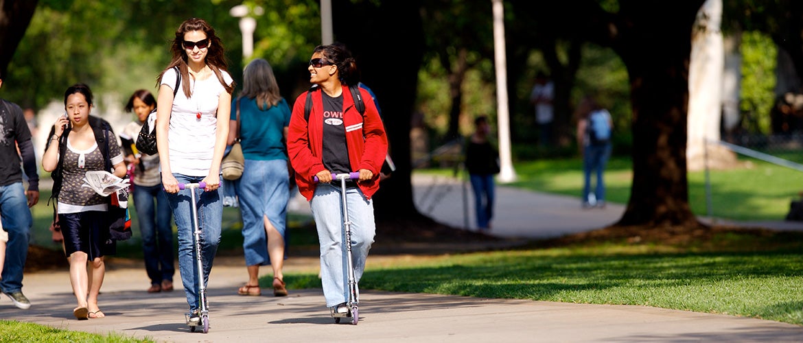 transportation students on scooters