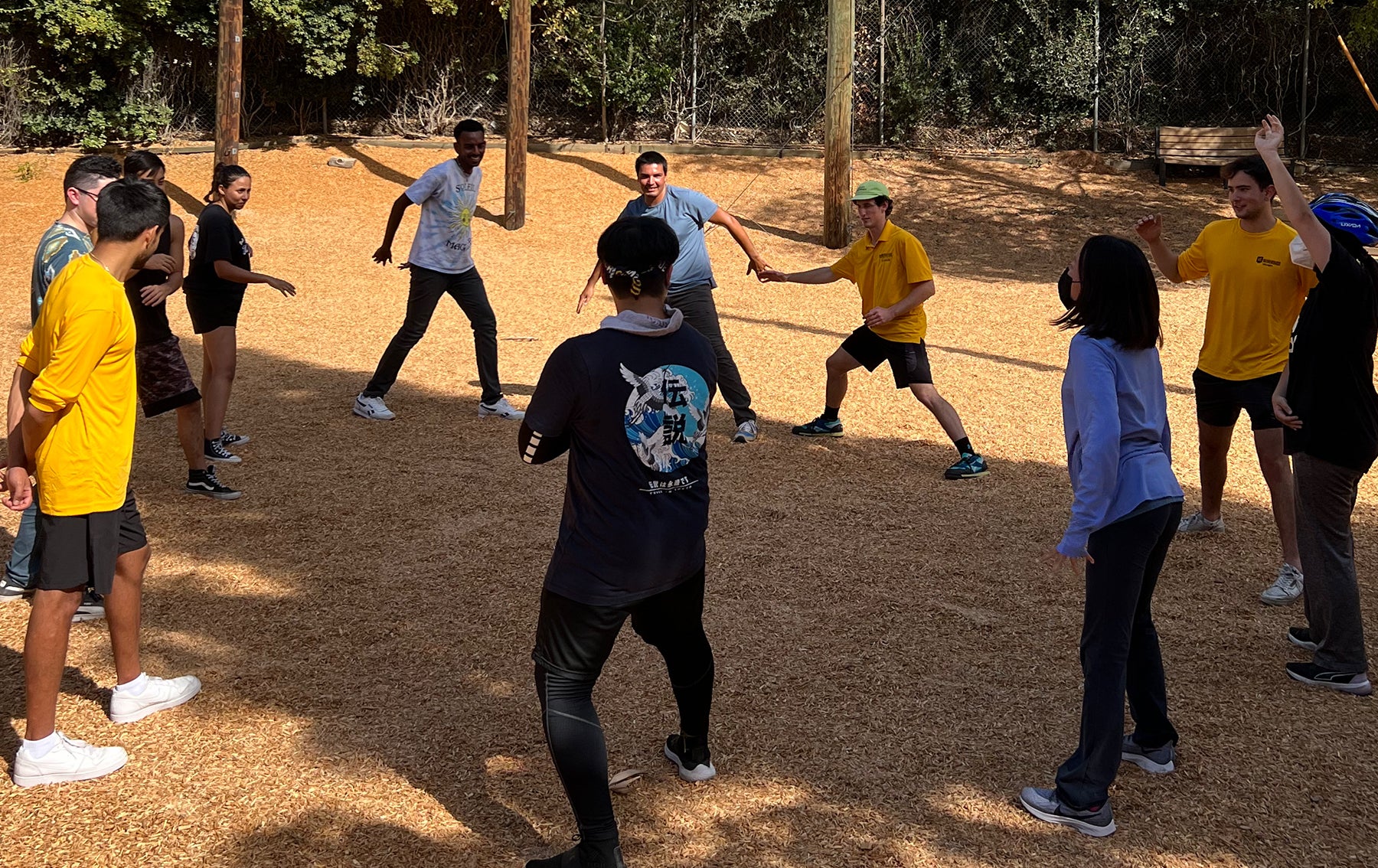 Students at ropes course
