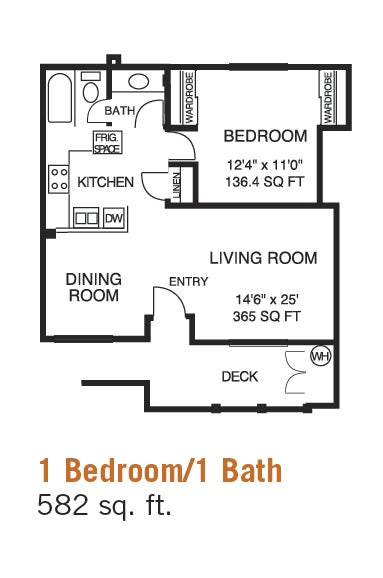 Plaza 1 Bed/1Bath Floor Plan