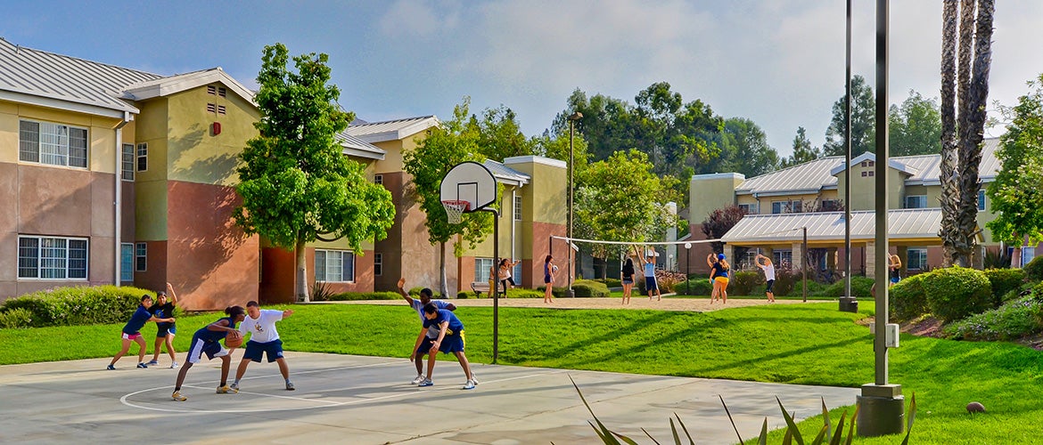 stonehaven exterior basketball and volleyball courts