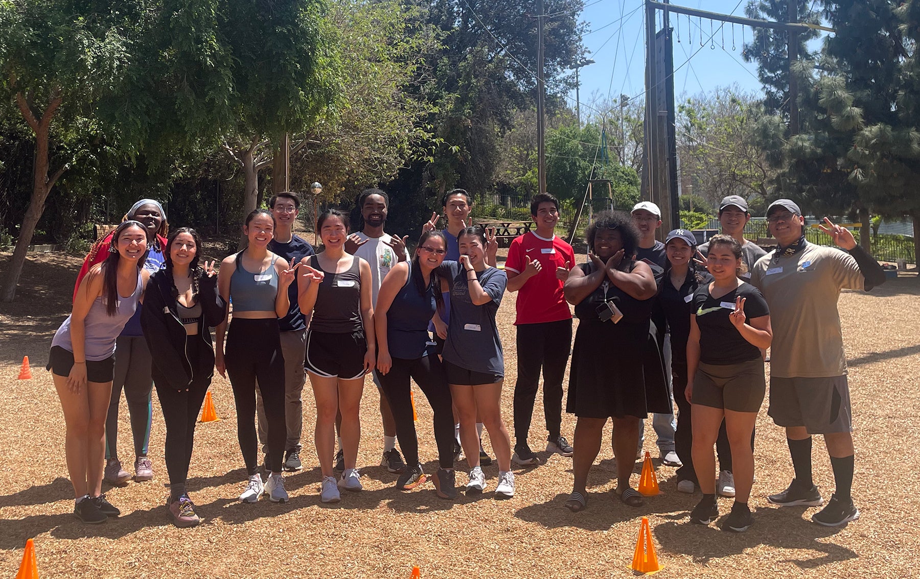 Students at ropes course