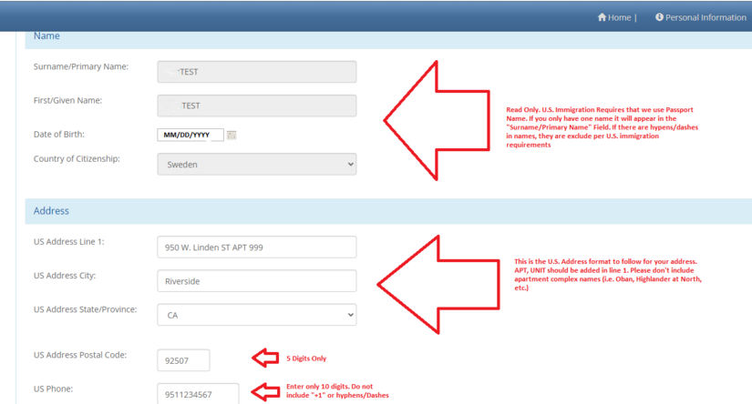 how to fill out the mailing address form