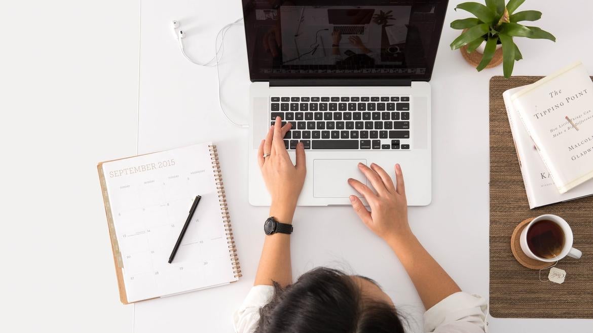 woman working on computer