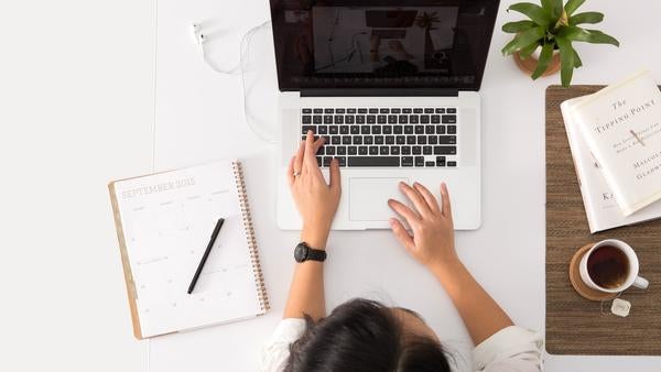 woman working on computer