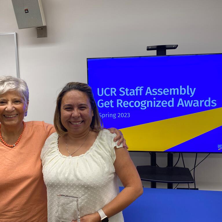 FAO April Meinzer pictured with Director Katayoon Dehesh at the Get Recognized Award event