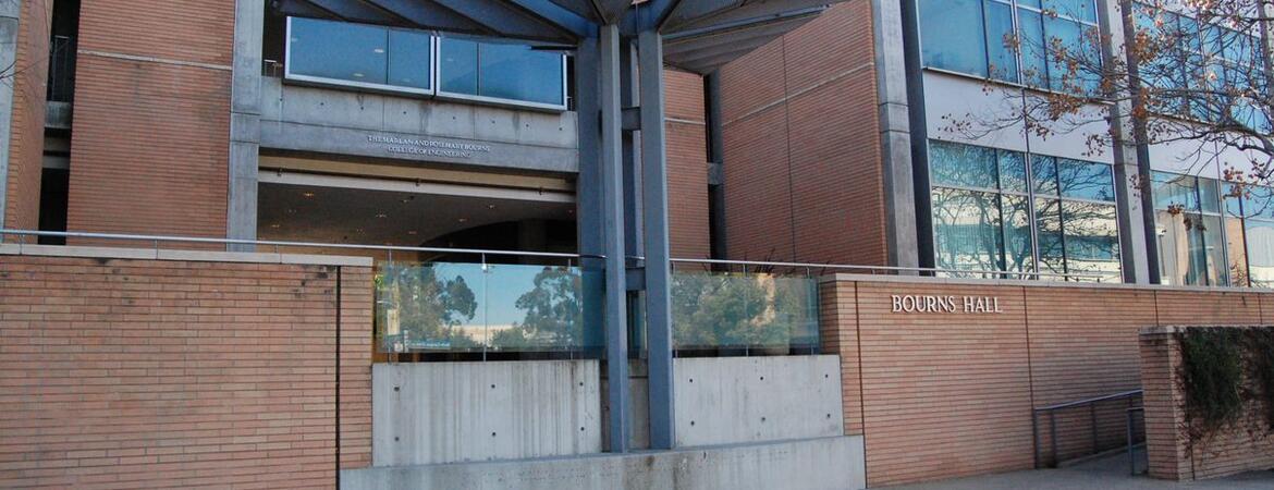 Front of Bourns College building