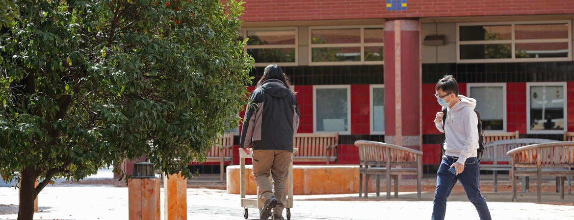 student with face mask