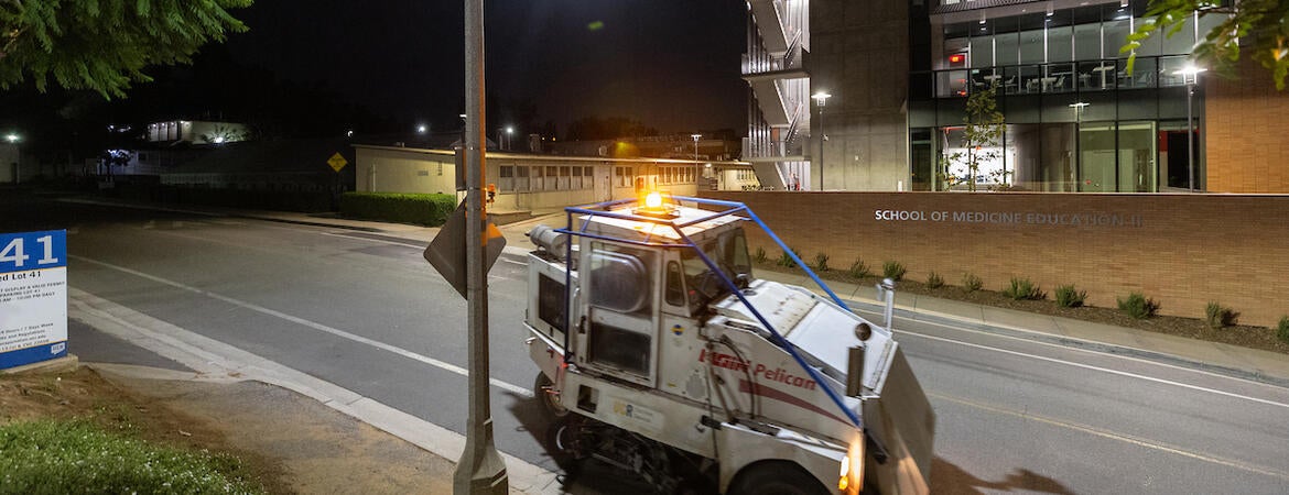 Street sweeper at night