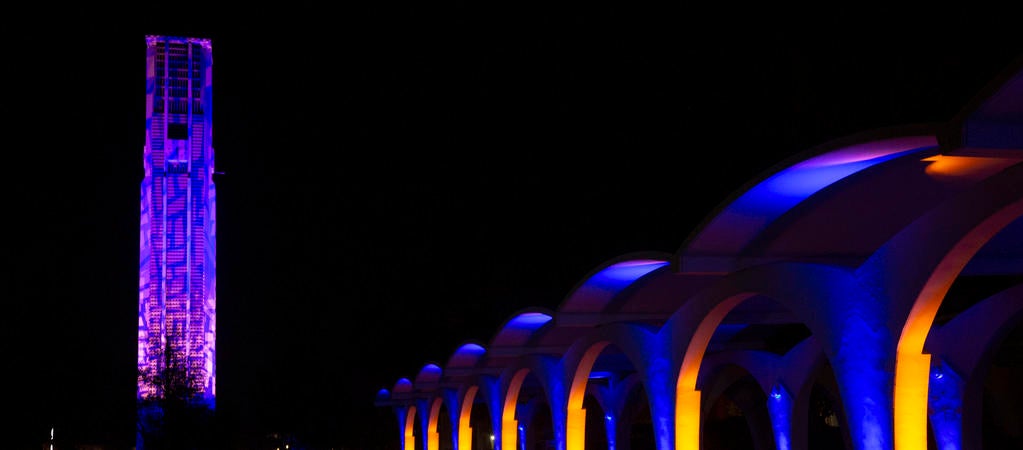 Bell tower and Rivera library