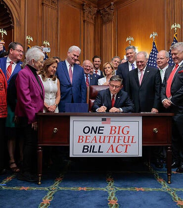 Speaker Mike Johnson signs a bill