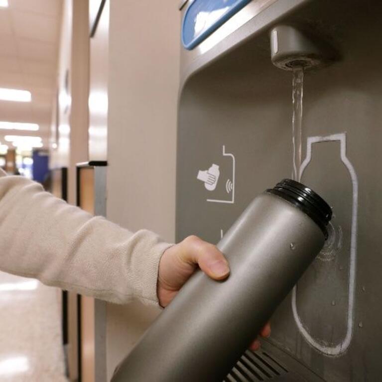 water bottle at water station