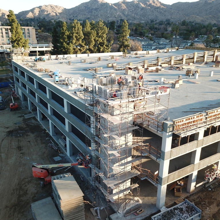 Parking structure aerial shot