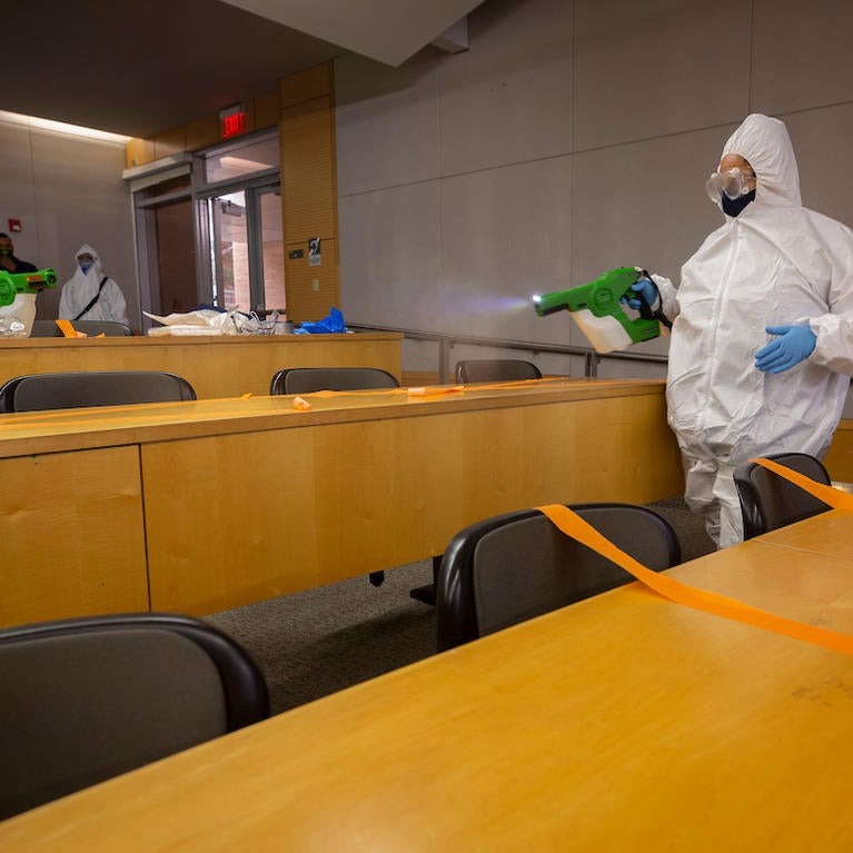 Cleaning team trained in COVID decontamination