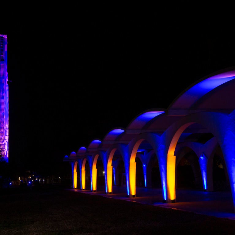 Bell tower and Rivera library