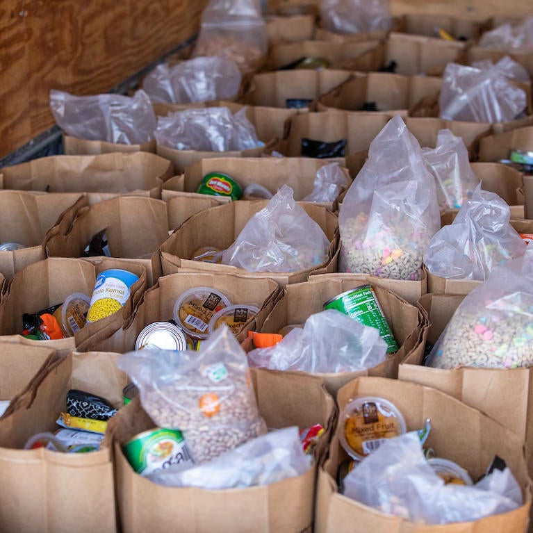 Pantry items packed in truck