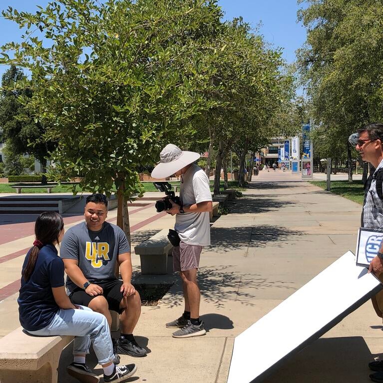 The College Tour filming on campus