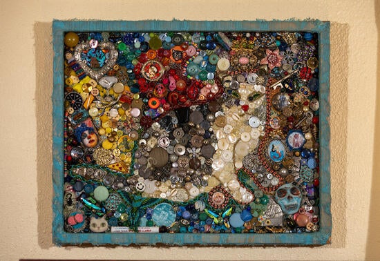 An art piece by Maggie Tello Case called 'Phillip Marie Pickles',