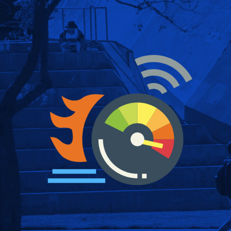 An animated speedometer and wifi symbol