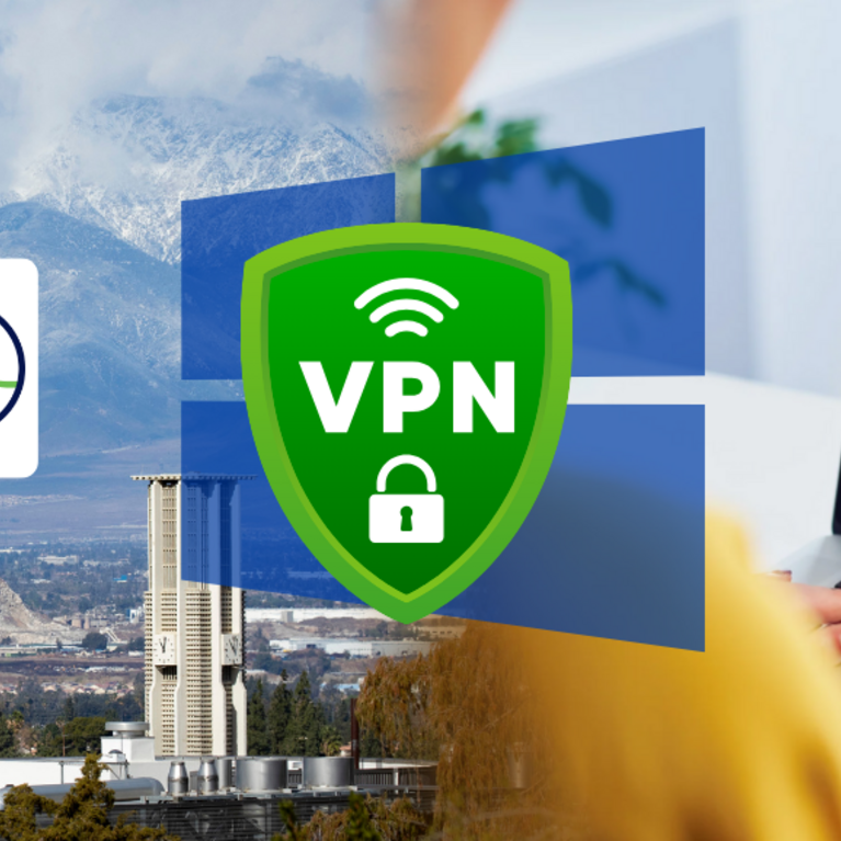 Windows logo with VPN icon in front and the Cisco Secure Client logo on the left and an image of a laptop on the right