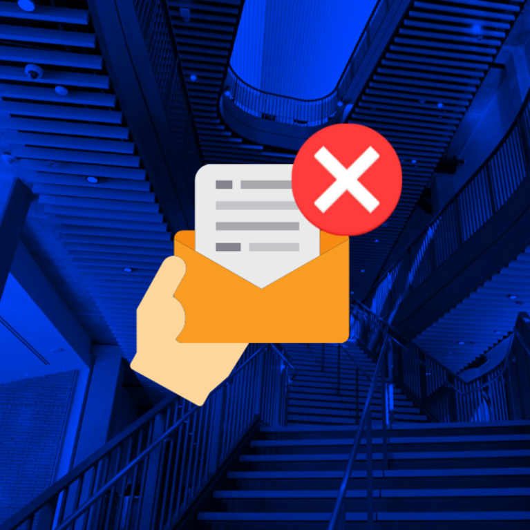 receipt comes out of envelope with a big red X 