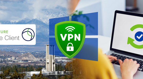 Windows logo with VPN icon in front and the Cisco Secure Client logo on the left and an image of a laptop on the right