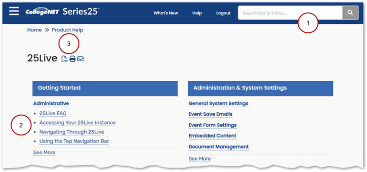 Image of the 25Live Knowledge Base