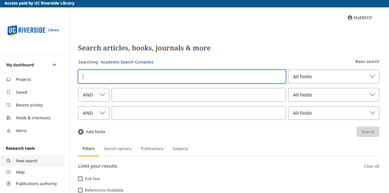 EBSCOhost new UI