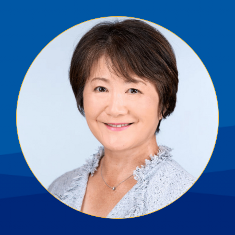 Image of Dr. Hosoi against a blue background.