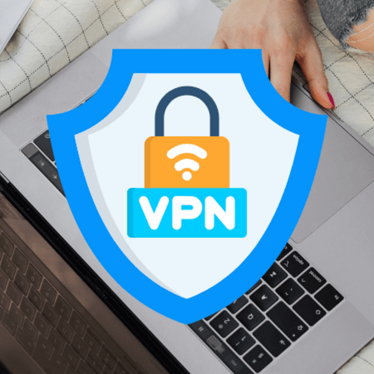 Image of laptop with VPN on top