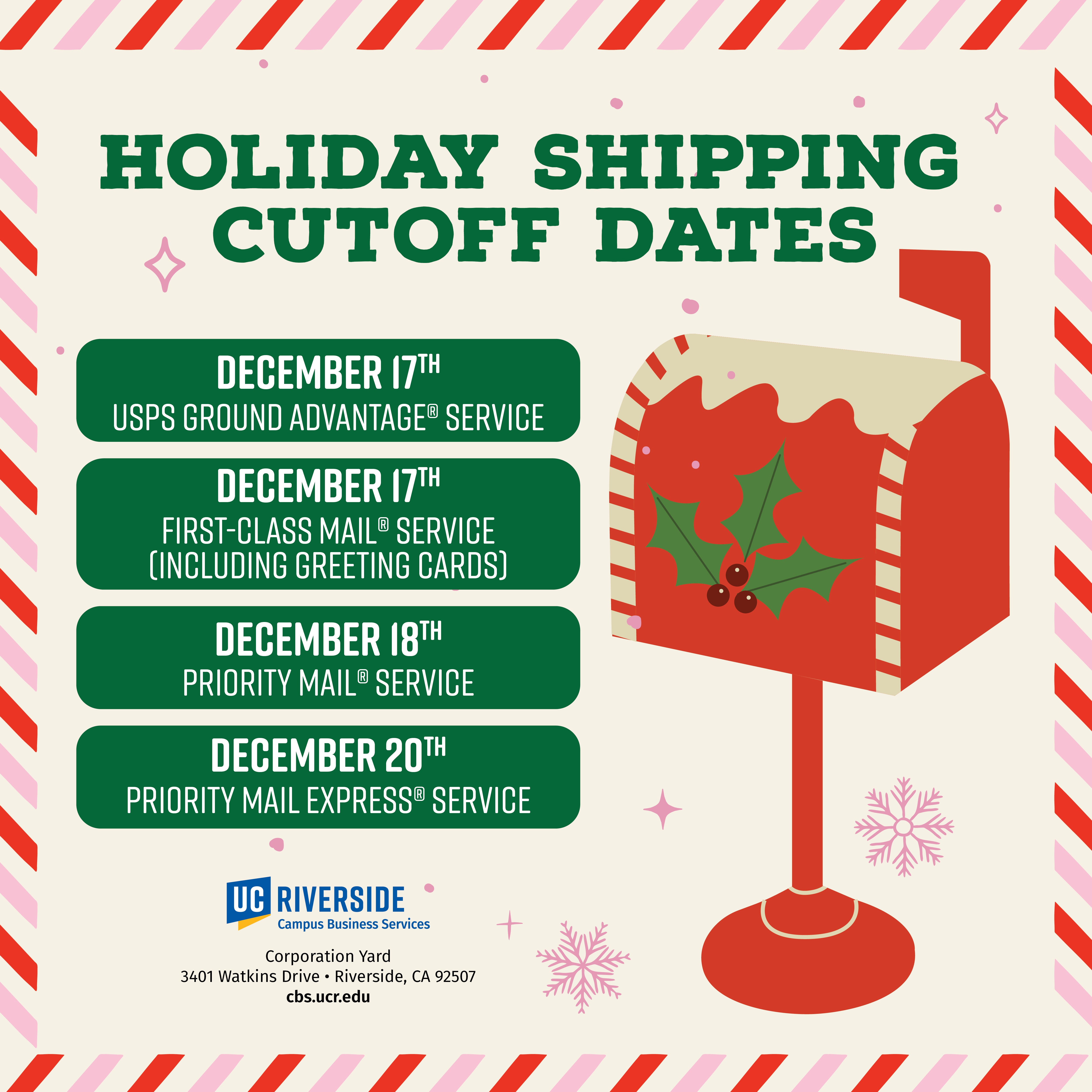 Holiday Shipping Cutoff Dates