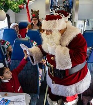 Santa on the train in a past year - courtesy of Metrolink