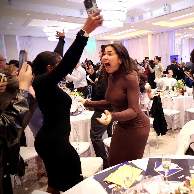 Students celebrate their matches at the UCR School of Medicine's 2024 match day. by Carlos Puma