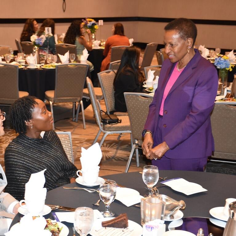 Deborah Deas speaking to students