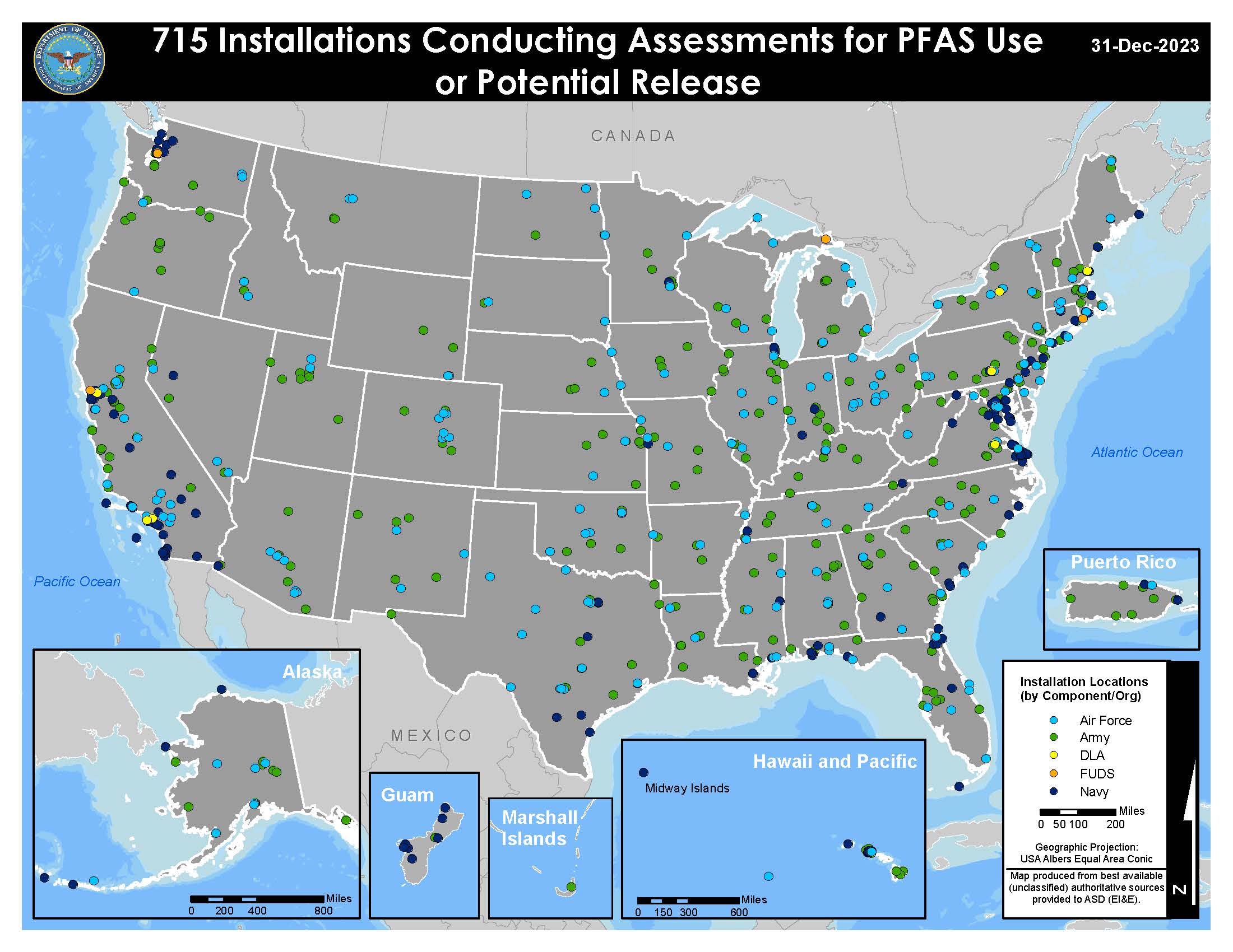 DoD PFAS investigation sites