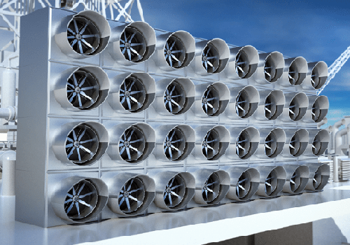 Artist's rendition of direct air carbon capture technology. 
