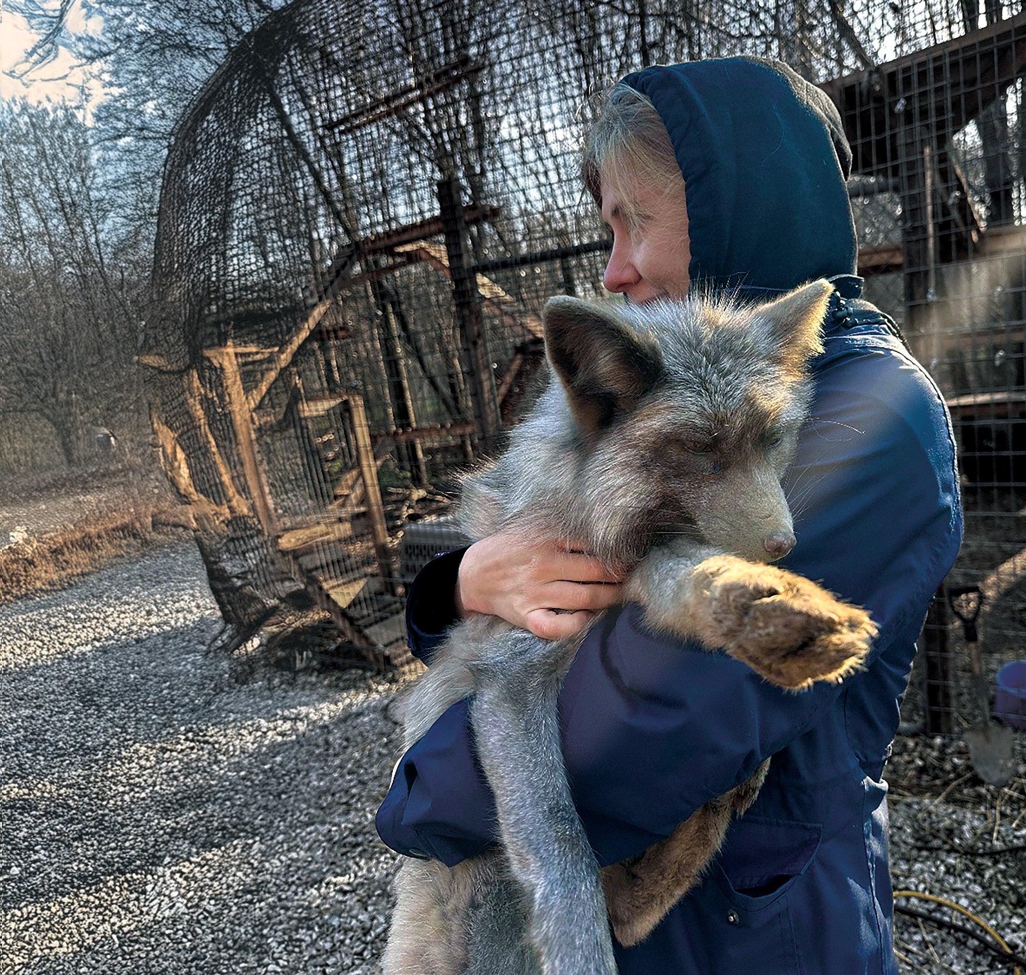 Armstrong holding a fox named Smoky